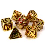 Die Hard Dice Die Hard Kings of Gilded Ruin Gold with Red Metal Polyhedral 7 die set
