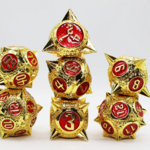 Foam Brain Games Meteor Storm Solar Ruby Metal RPG dice 7 die set