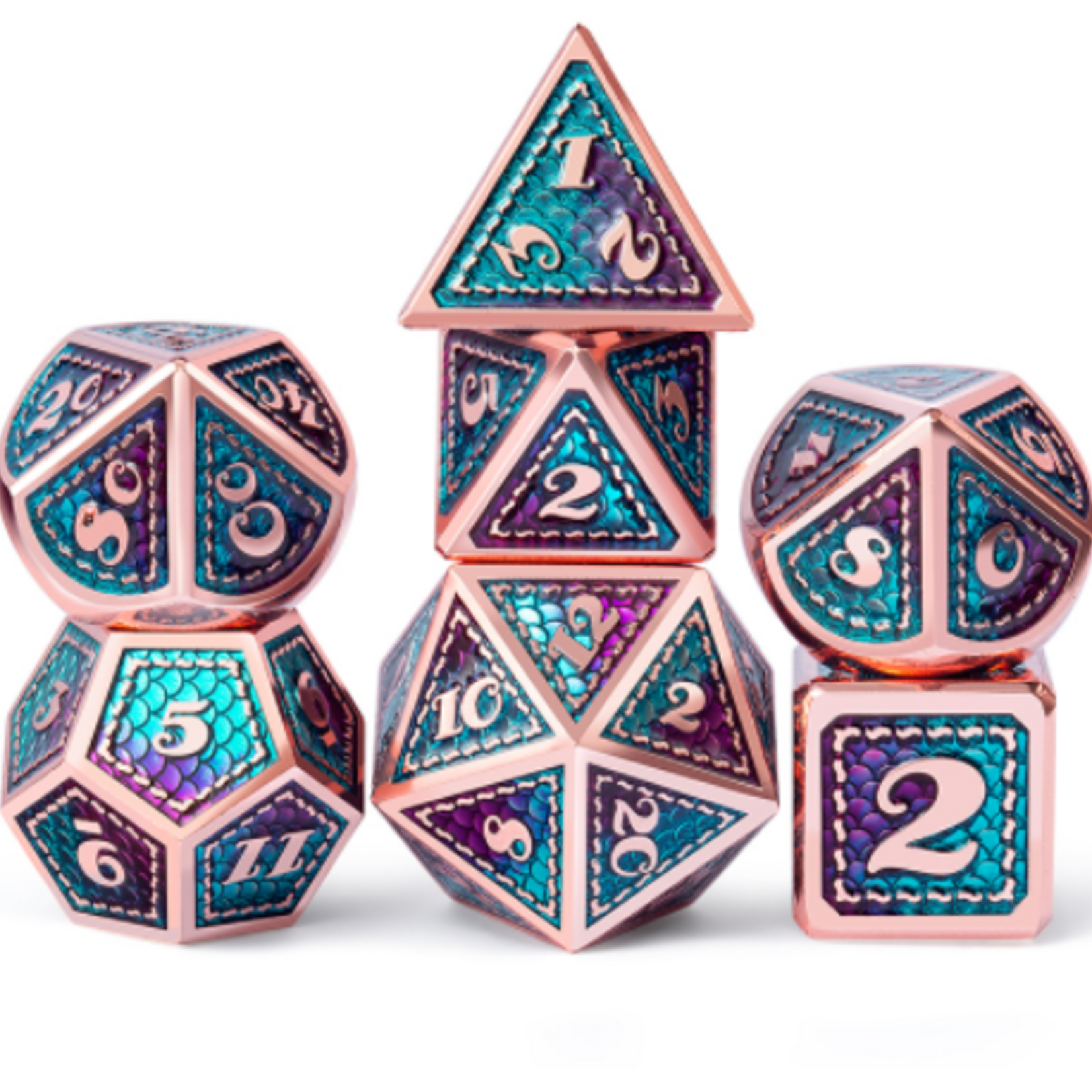 Dice Habit Dice Habit Mermaid Blue / Purple with Copper Metal Polyhedral 7 die set