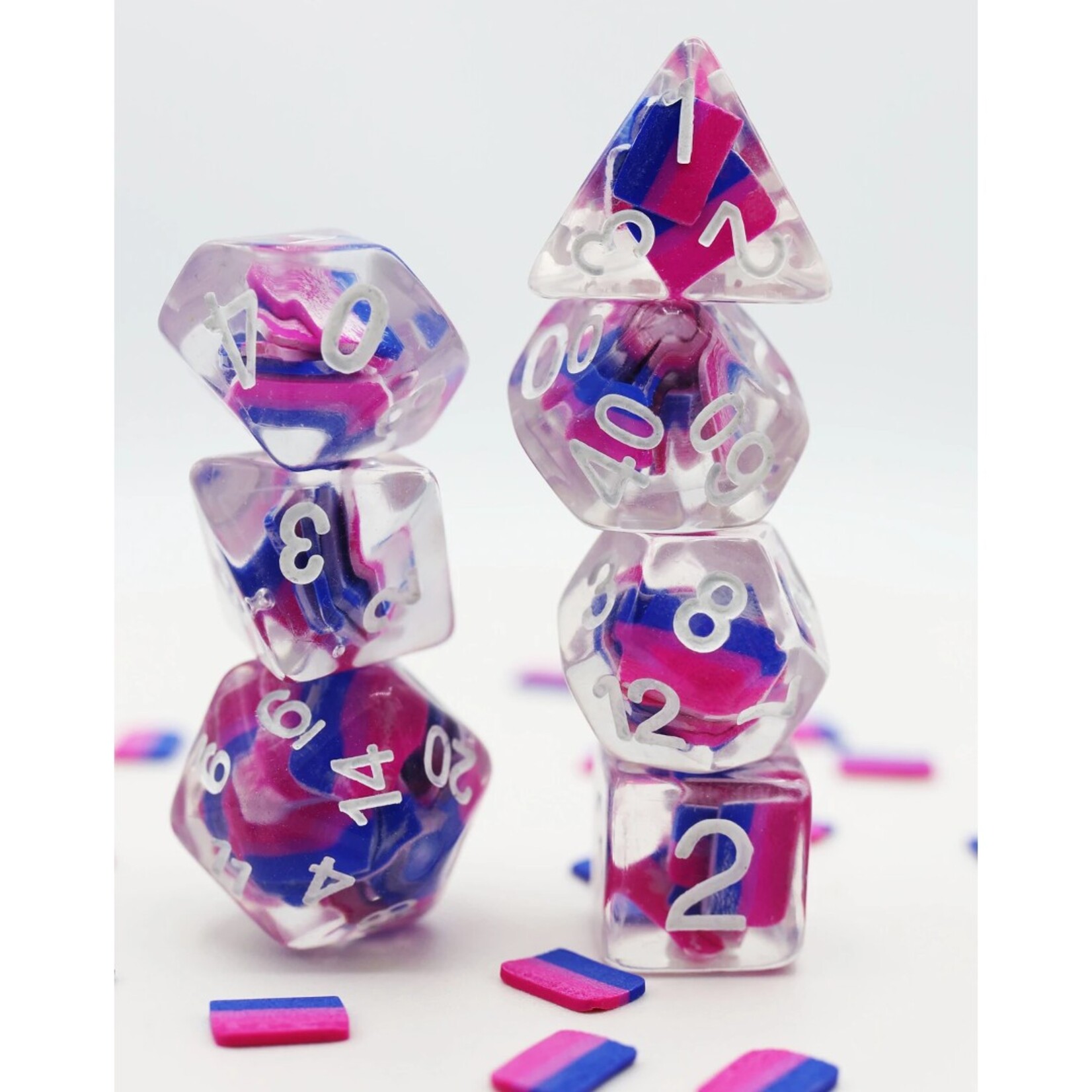 Foam Brain Games Bisexual Flag RPG Dice 7 die set