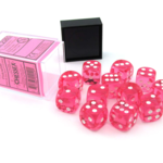 Chessex Chessex Translucent Pink with White 16 mm d6 12 die set