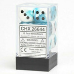 Chessex Chessex Gemini White / Teal with Black 16 mm d6 12 die set