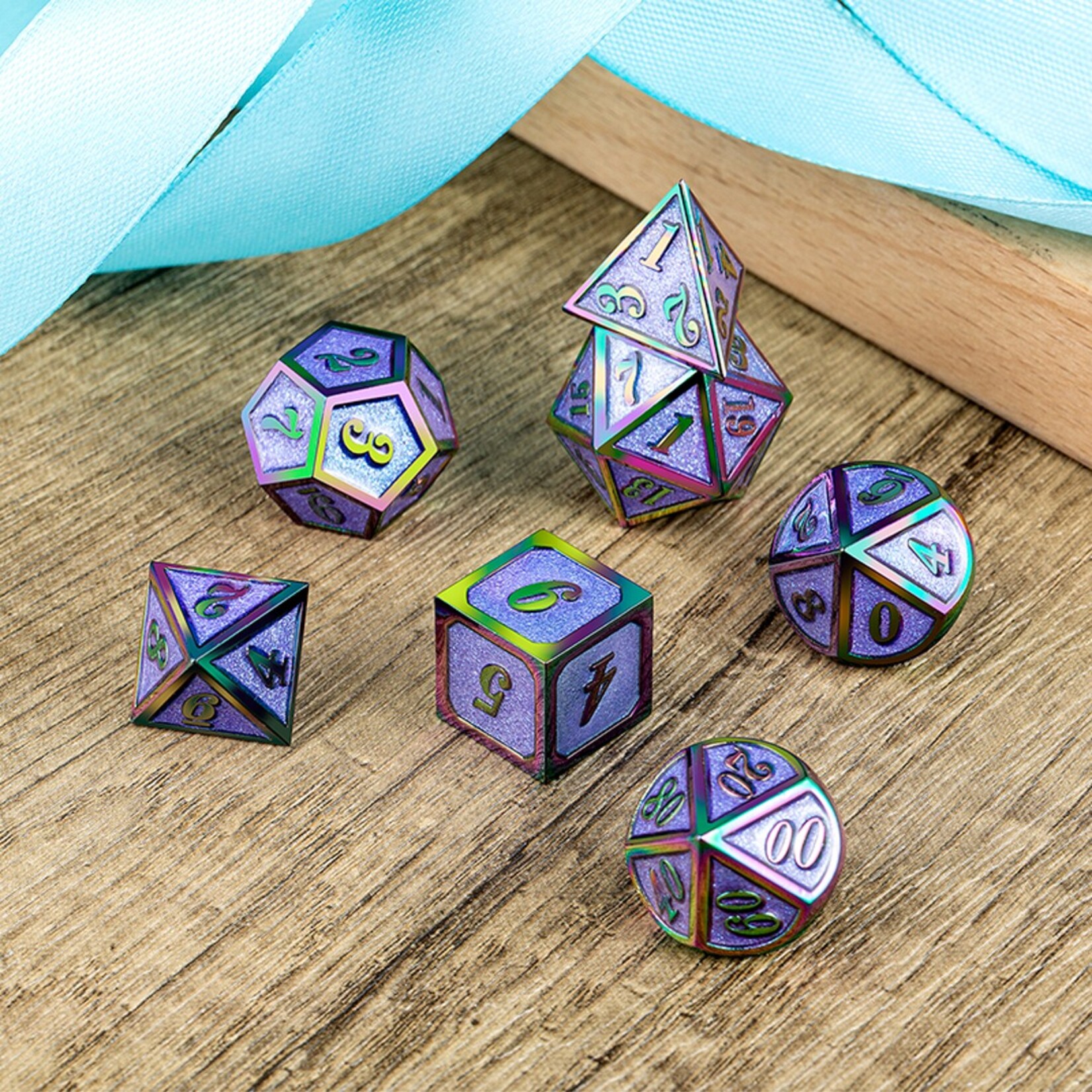 Dice Habit Dice Habit Lavender Sparkle Purple with Rainbow  Polyhedral 7 die set