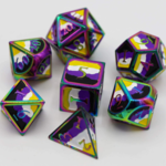 Foam Brain Games Non Binary Pride Flag Metal RPG dice 7 die set