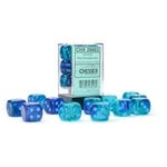 Chessex Chessex Gemini Blue / Blue with Light Blue Luminary 16 mm d6 12 die set