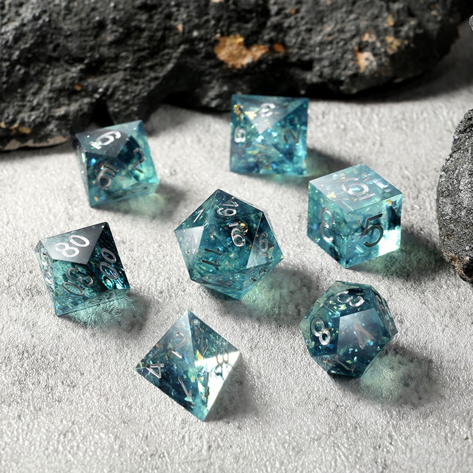 Dice Habit Dice Habit Sharp Edge Ocean Polyhedral 7 die set