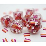 Foam Brain Games Community Lesbian Flag RPG Dice 7 die set