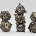 Foam Brain Games Meteor Storm Bronze Asteroid Metal RPG dice 7 die set