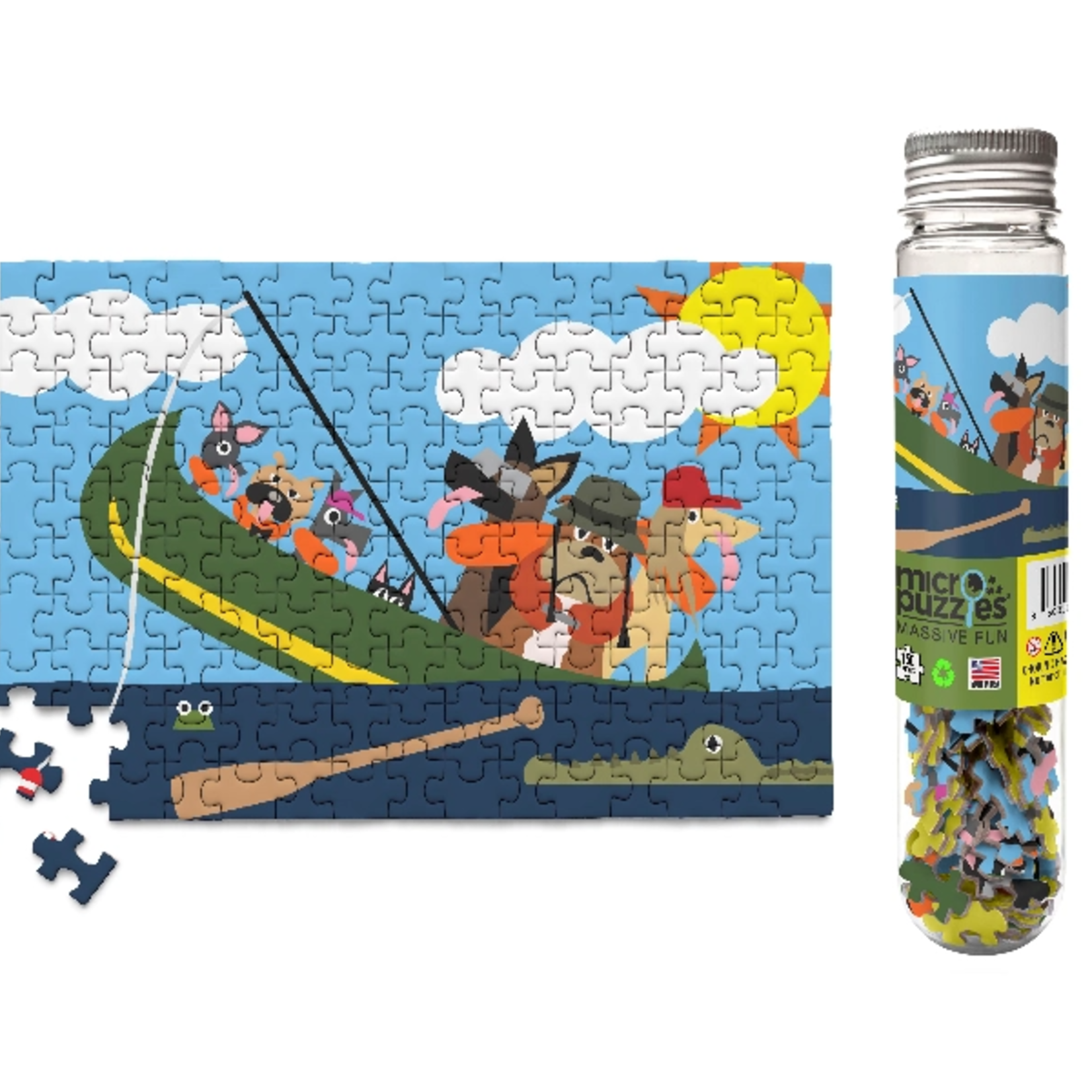 Micro Puzzles Micro Puzzles Dogs in Canoe Funny Fishing Stocking Stuffer