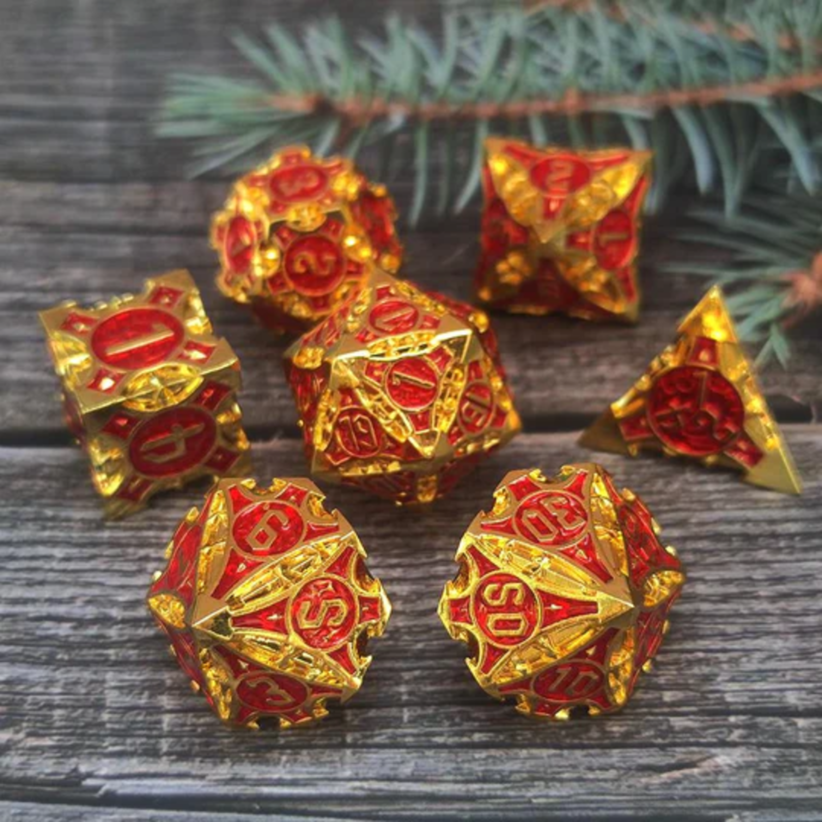 Foam Brain Games Quiver of Arrows Royal Ruby Arrow Metal RPG dice 7 die set