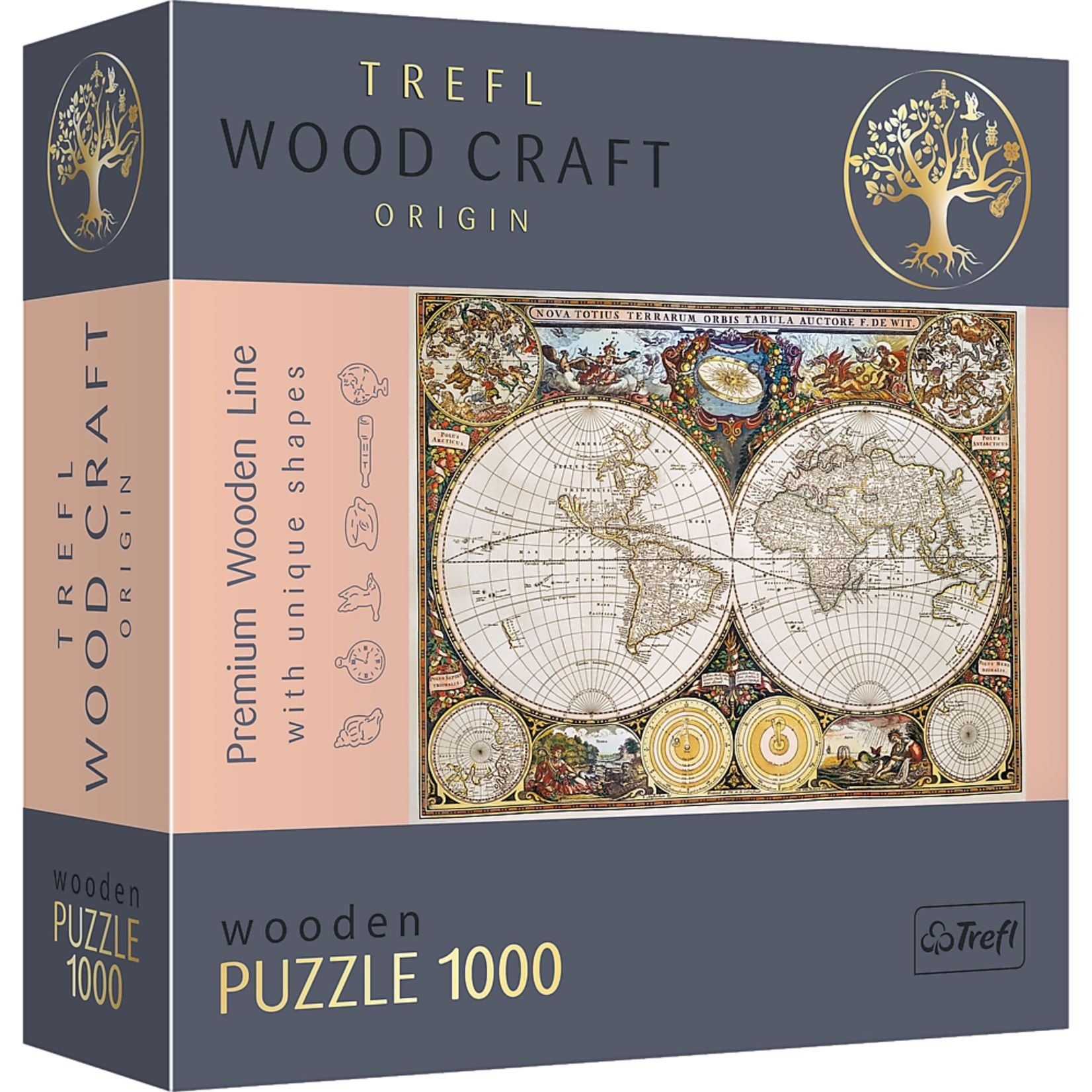 Trefl USA 1000 pc Wooden Puzzle Ancient World Map