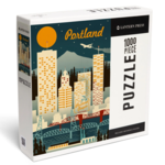 Lantern Press 1000 pc Puzzle Portland Retro Skyline Chromatic Series Turquoise