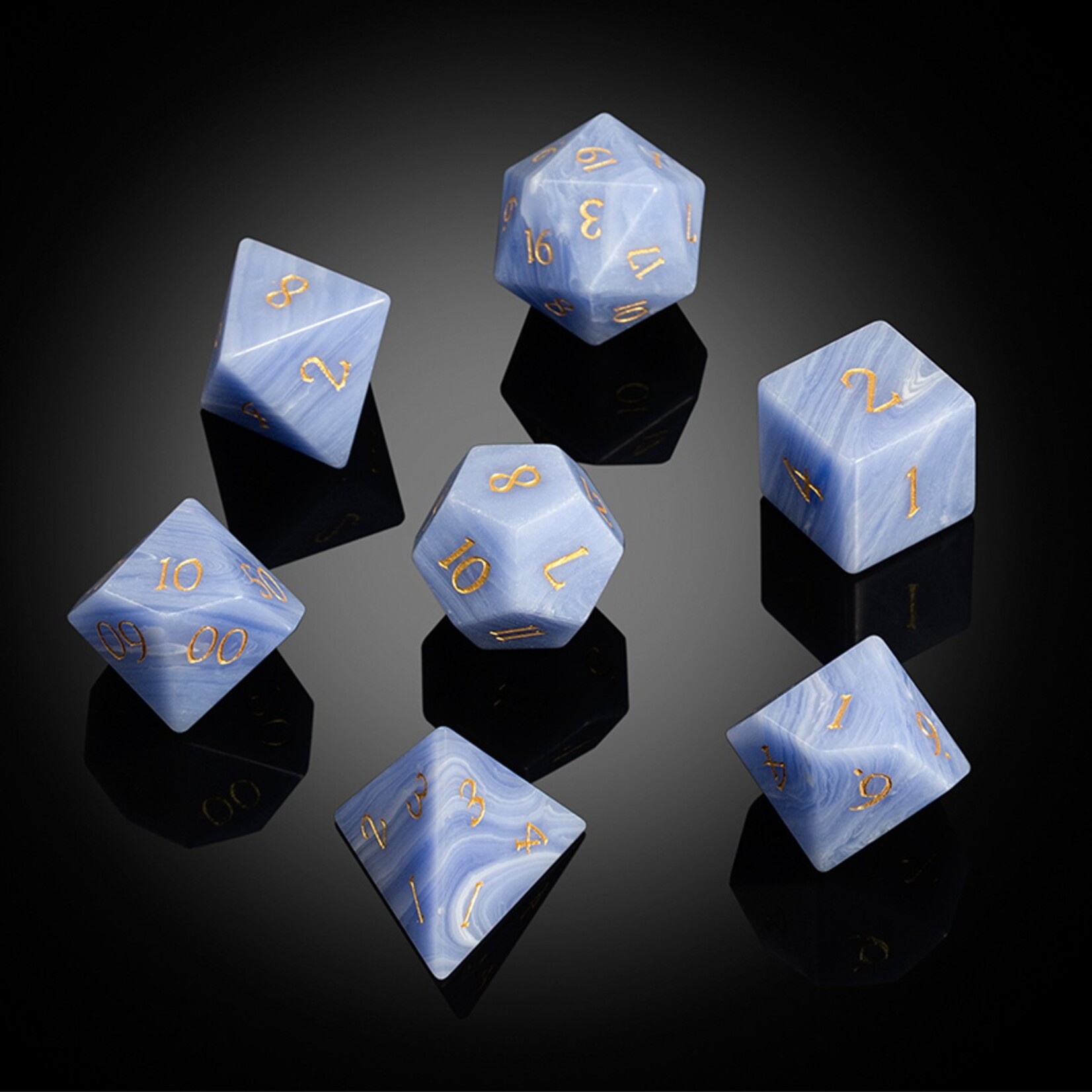 Dice Habit Dice Habit Gemstone Blue Lace Agate Synthetic Polyhedral 7 die set