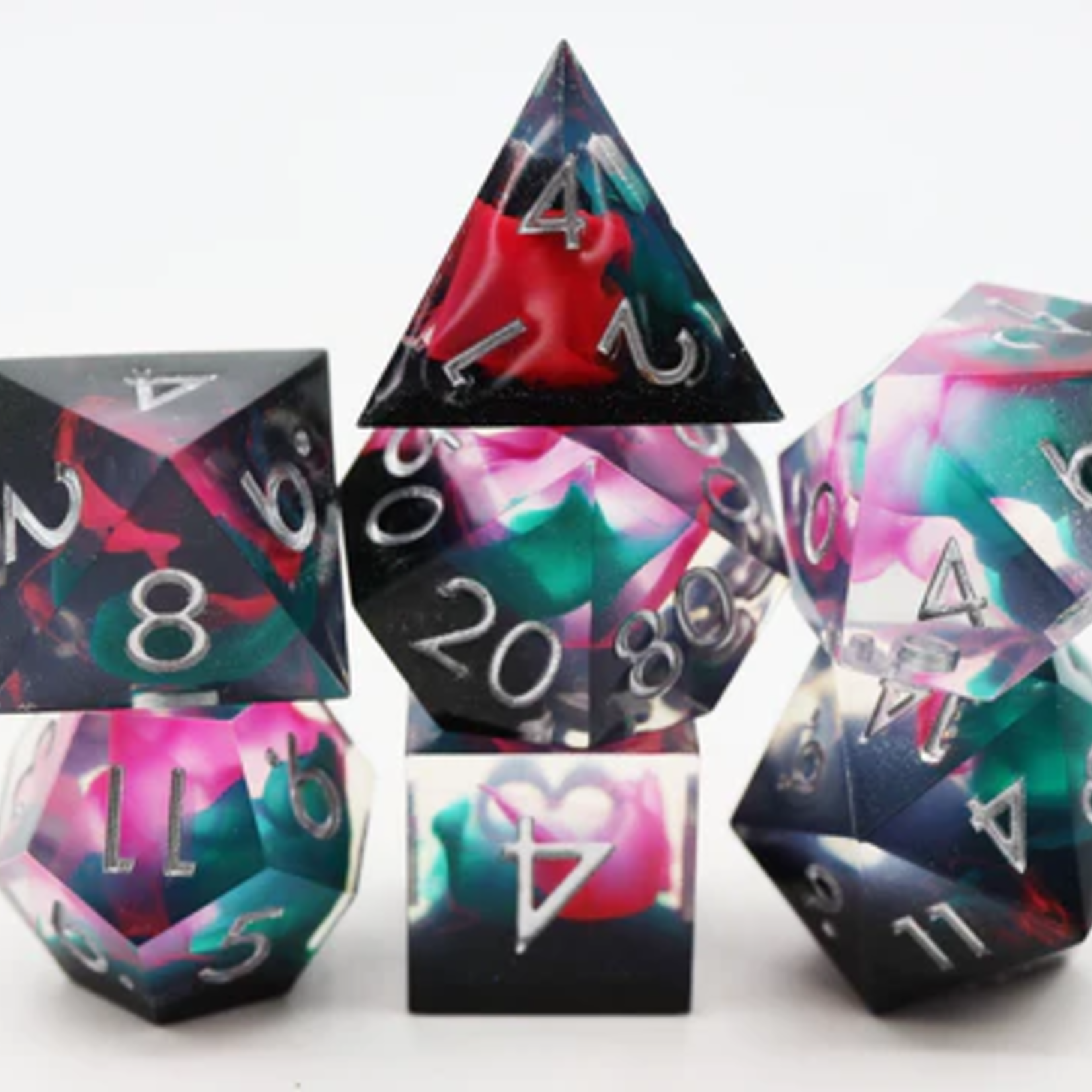 Foam Brain Games Sharp Edge Daytona Resin RPG Dice 7 die set