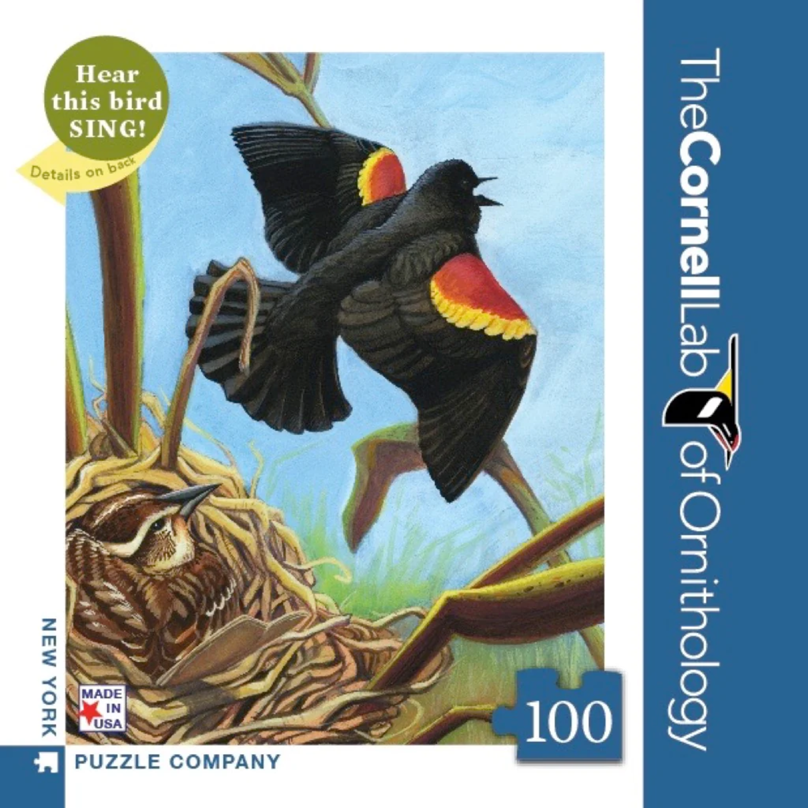 New York Puzzle Company 100 pc Mini Puzzle Red Winged Blackbird