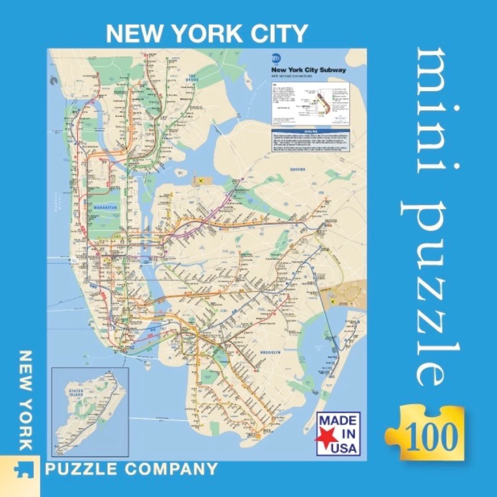 New York Puzzle Company 100 pc Mini Puzzle New York Subway Map