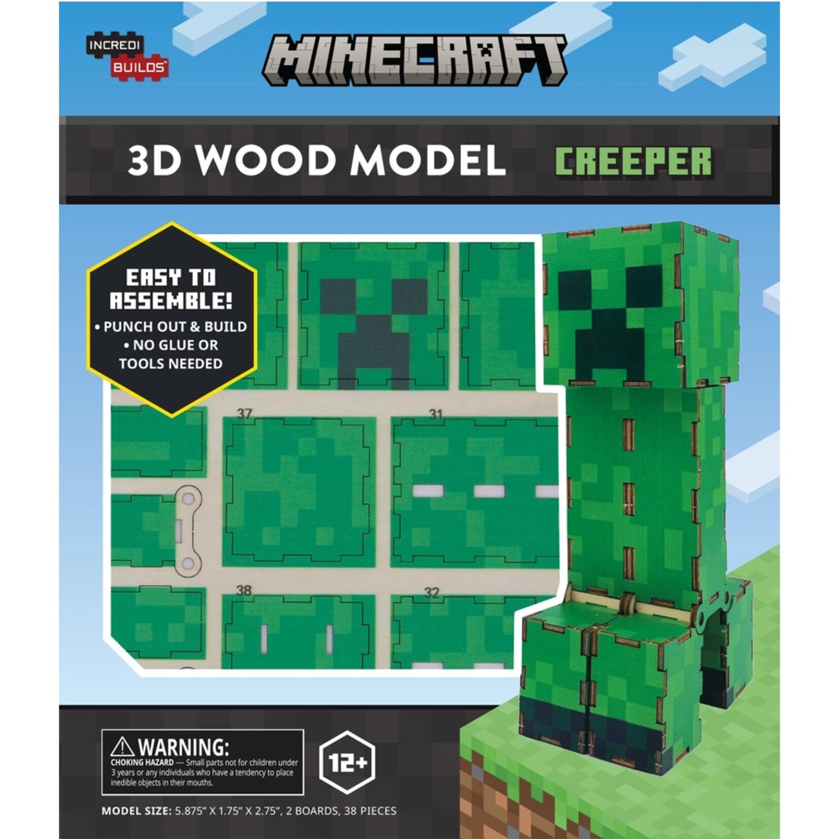 Insight Editions Incredibuilds Minecraft Creeper 3D Wood Model Kit