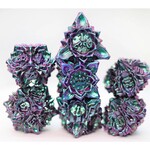 Foam Brain Games Floral Starburst Mystic Marigold Metal RPG dice 7 die set