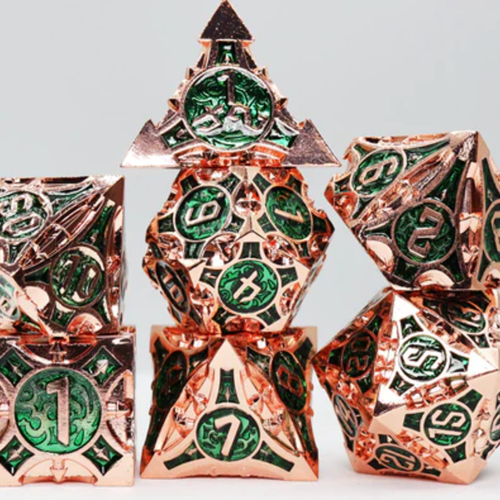 Foam Brain Games Quiver of Arrows Jungle Arrow Metal RPG dice 7 die set