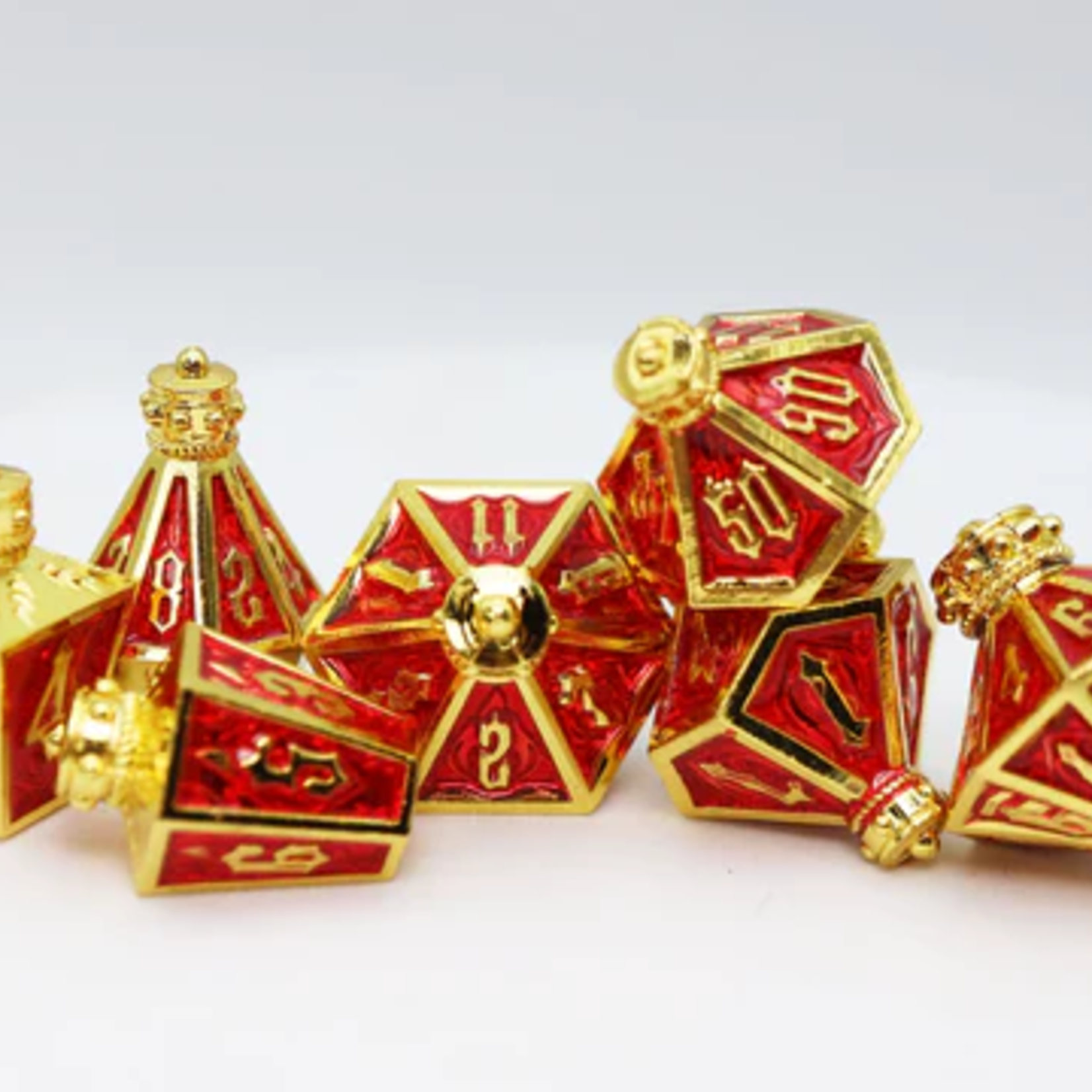 Foam Brain Games Moonlit Lantern Golden Starfire Metal RPG dice 7 die set