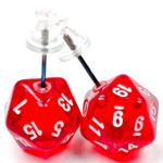 Chessex Stud Earrings d20 Translucent Red