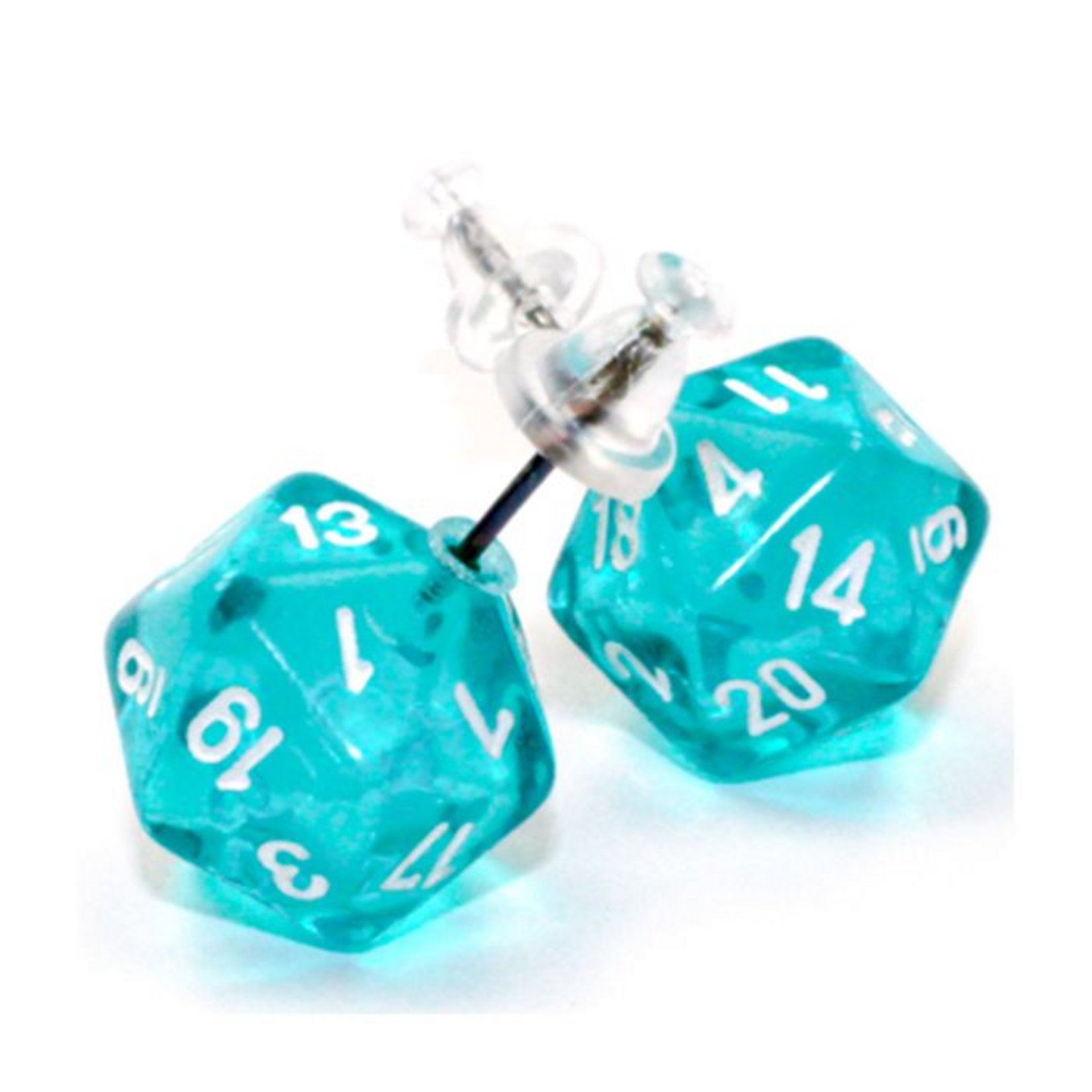 Chessex Stud Earrings d20 Translucent Teal