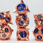 Foam Brain Games Meteor Storm Copper Lit Space Metal RPG dice 7 die set