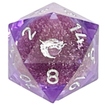 Old School Dice Old School Sharp Edged 35 mm d20 Liquid Infused Amethyst Fury