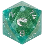 Old School Dice Old School Sharp Edged 35 mm d20 Liquid Infused Emerald Fury