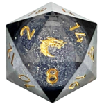 Old School Dice Old School Sharp Edged 35 mm d20 Liquid Infused Obsidian Fury