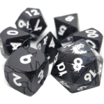 Old School Dice Old School Orc Forged Matte Black w/ White Metal RPG Dice 7 die Set