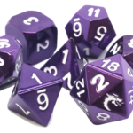 Old School Dice Old School Halfling Forged Electric Purple w/ White Metal RPG Dice 7 die Set