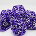 Foam Brain Games Hollow Hearts Jeweled Purple Metal RPG dice 7 die set