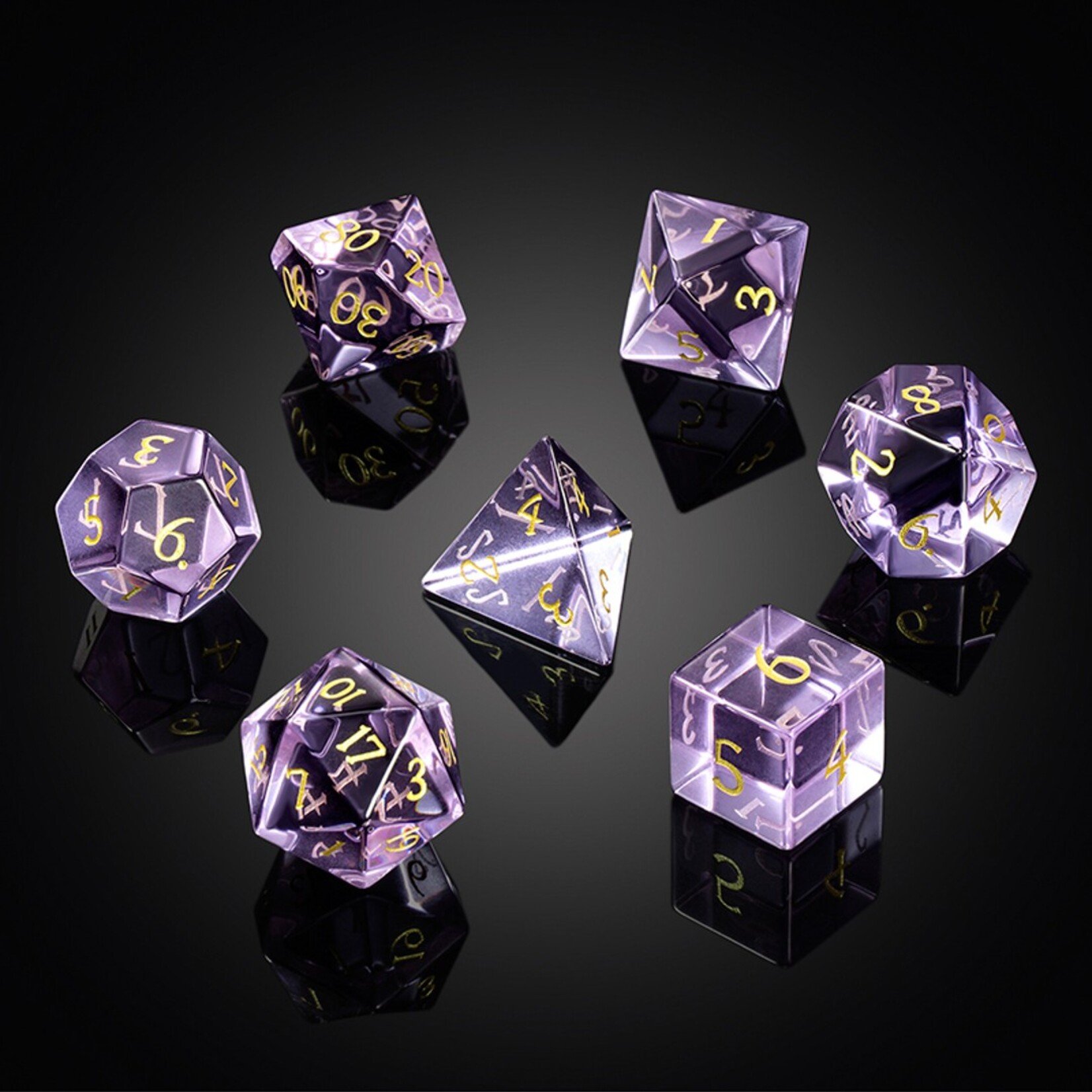 Dice Habit Dice Habit Glass Dice Set Amethyst Zircon Polyhedral 7 die set