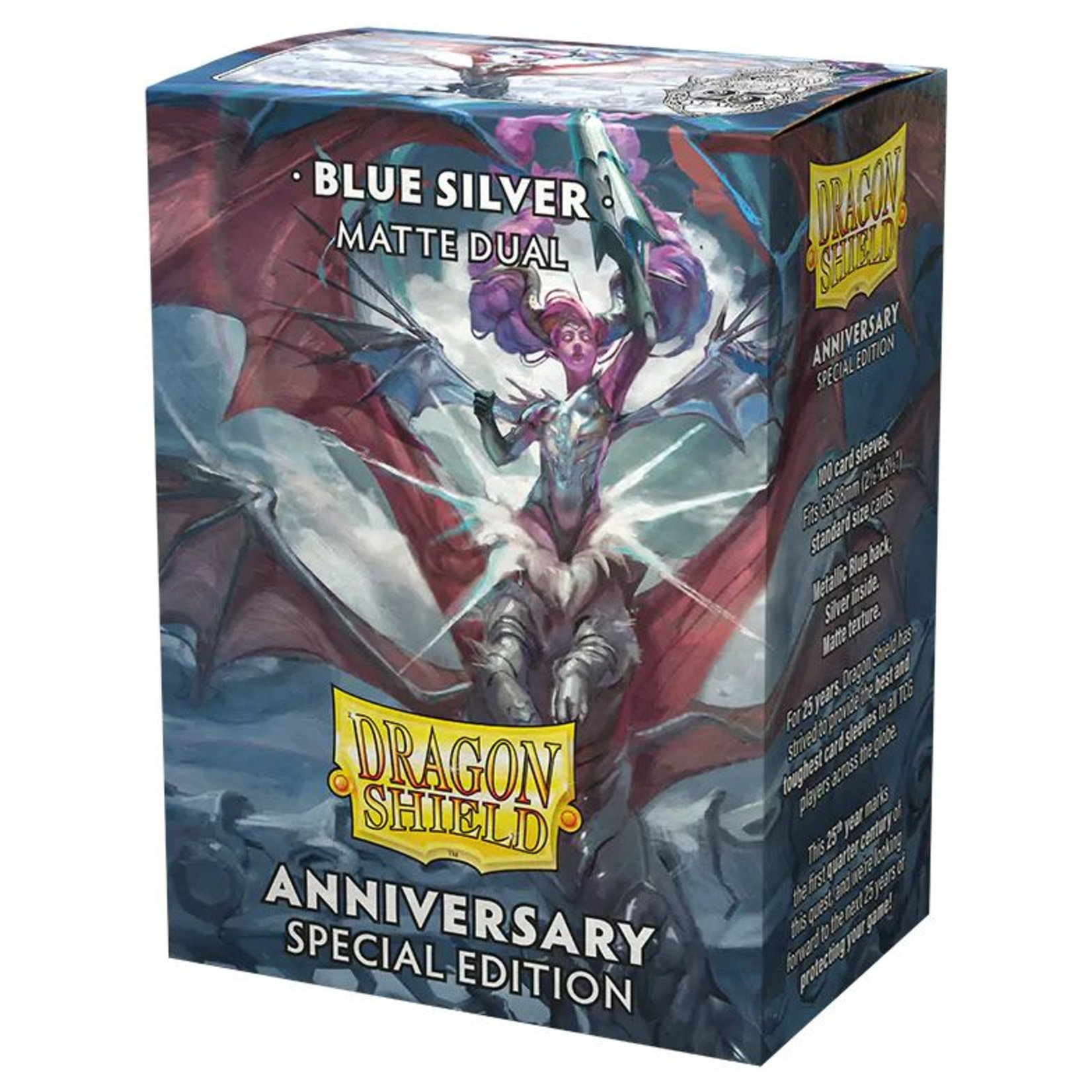 Arcane Tinmen Dragon Shield Sleeves Matte Dual Blue Silver 100 ct