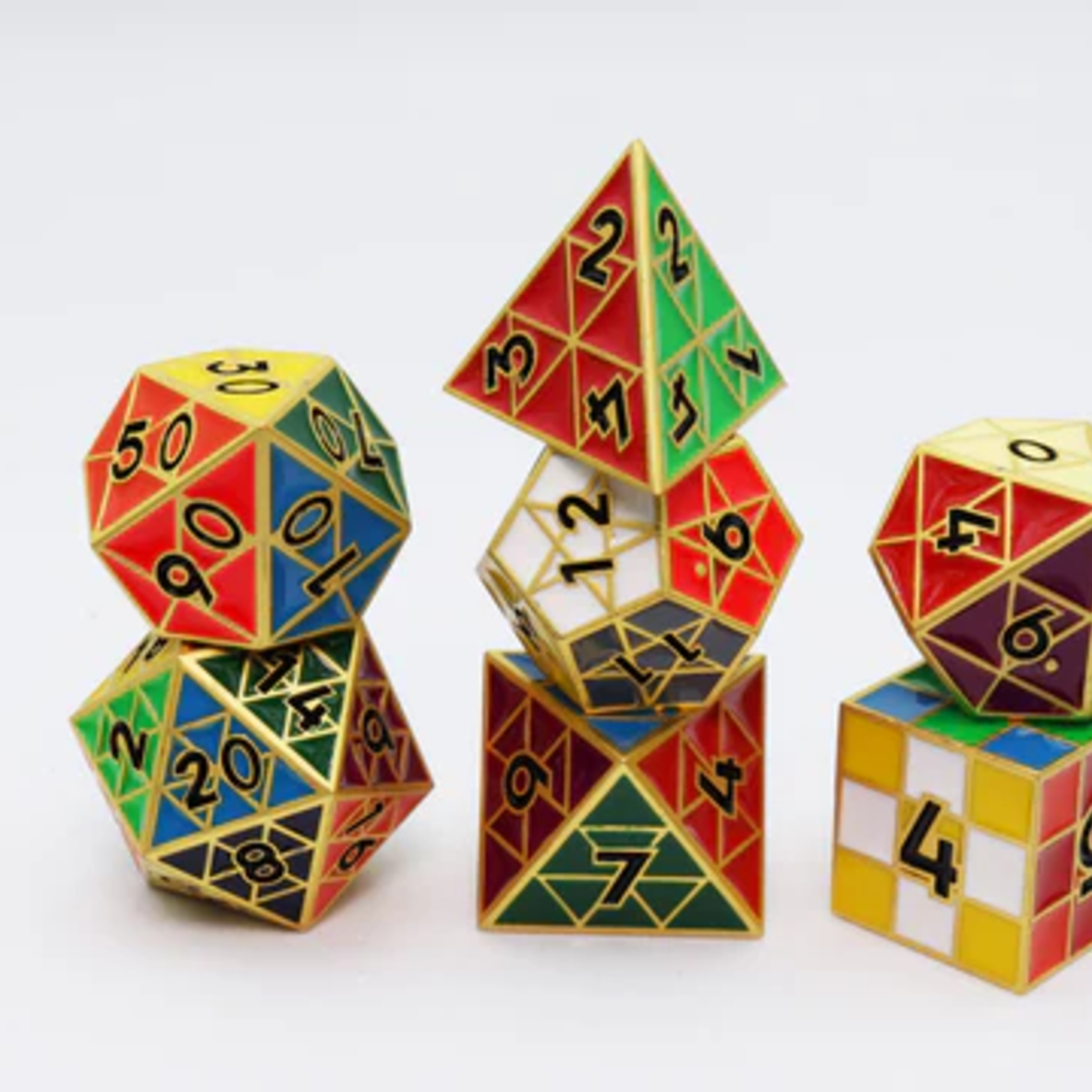 Foam Brain Games Puzzle Cube Gold Metal RPG dice 8 die set