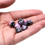 Die Hard Dice Die Hard Critlings Shadow Petal Pink and Black w/ White Polyhedral 7 die set