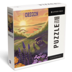 Lantern Press 1000 pc Puzzle Oregon Litho Bear and Spring Flowers Lake