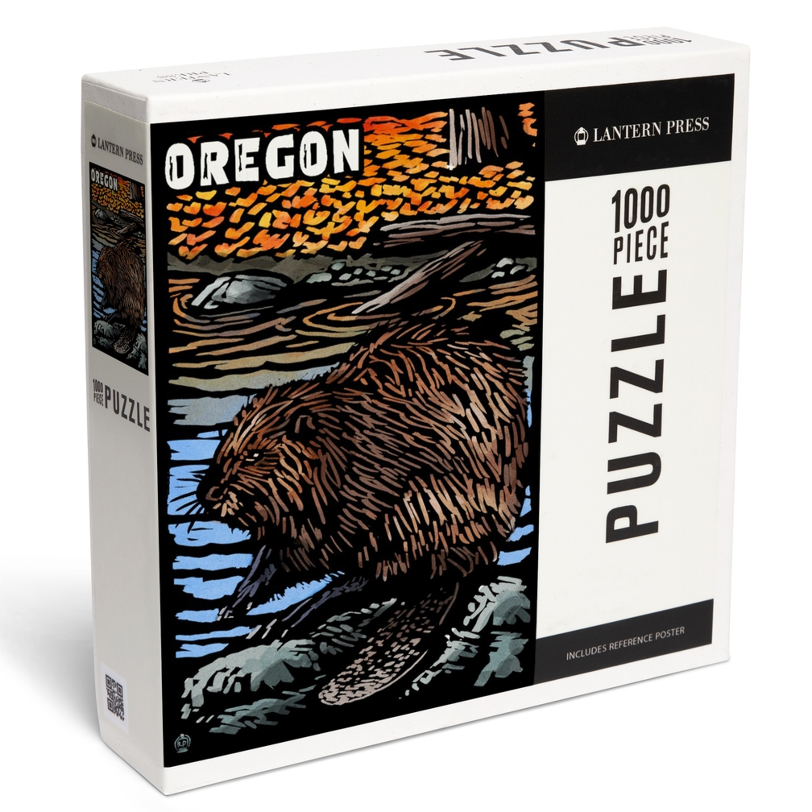 Lantern Press 1000 pc Puzzle Oregon Beaver Scratchboard