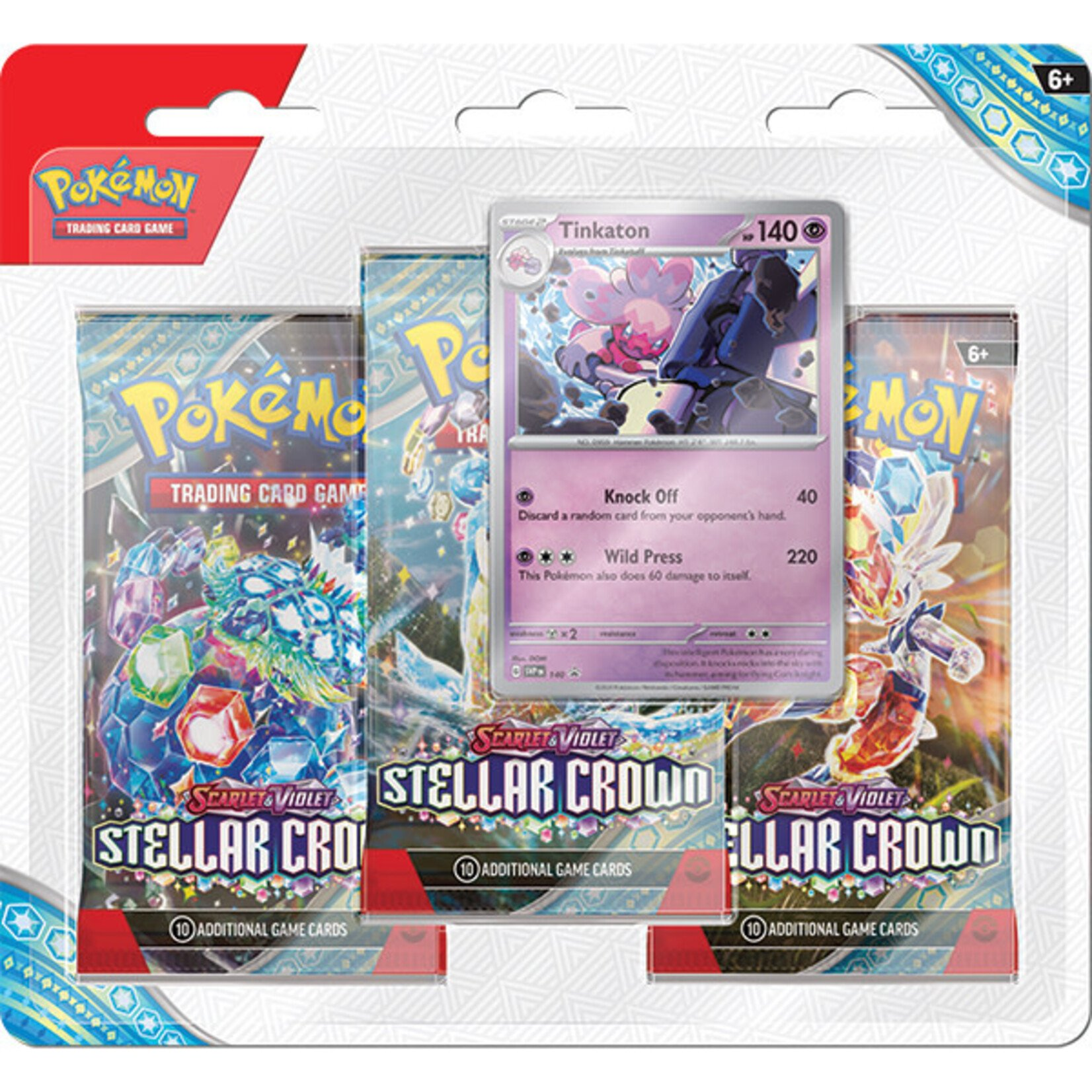 Pokemon Company International Pokemon Scarlet and Violet Stellar Crown 3-Pack Booster Blister Tinkaton