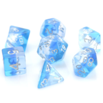 Heng Da Manufacturing HD Dice Translucent Ice Storm Blue w/ Silver Polyhedral 7 die set