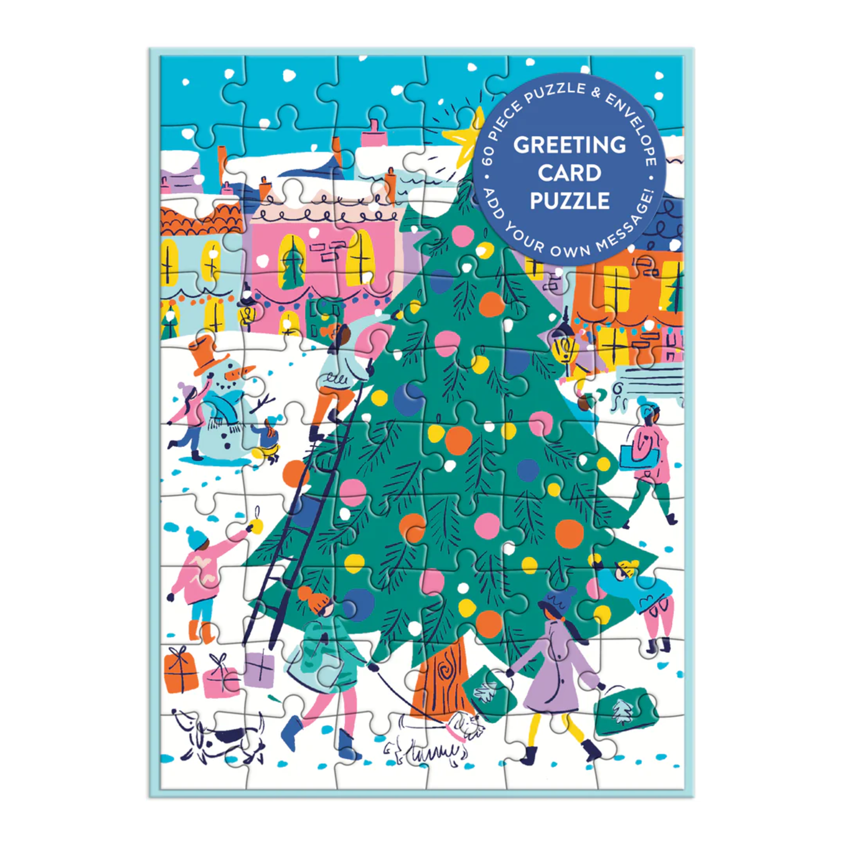 Galison 60 pc Mini Puzzle Merry & Bright Greeting Card