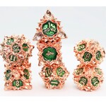 Foam Brain Games Floral Starburst Emerald Caladium Metal RPG dice 7 die set
