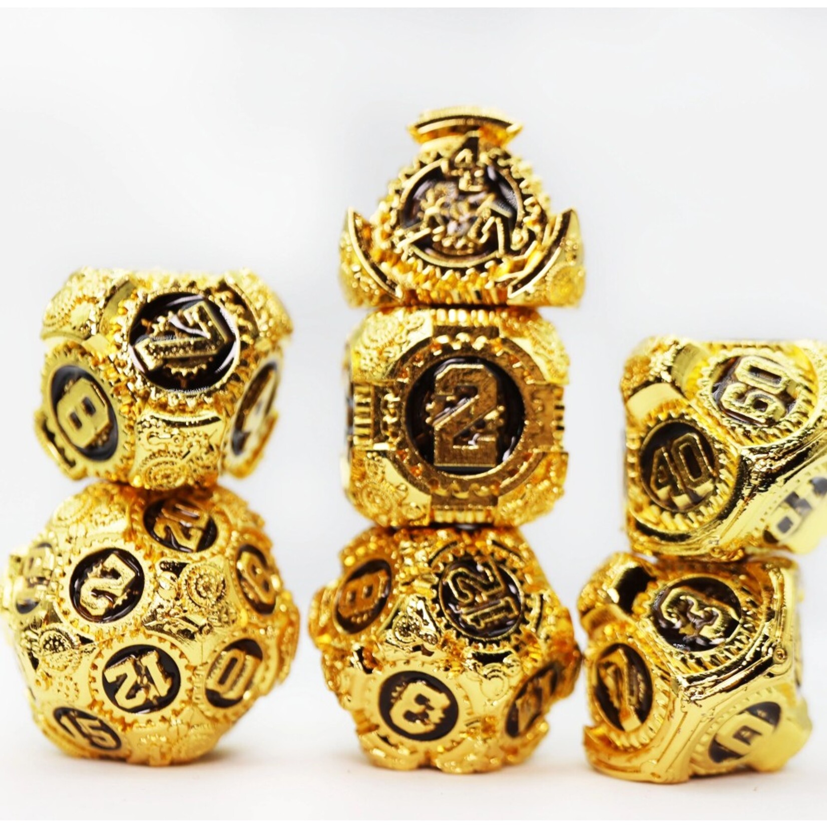 Foam Brain Games Airship Gears Imperial Aircraft Metal RPG dice 7 die set