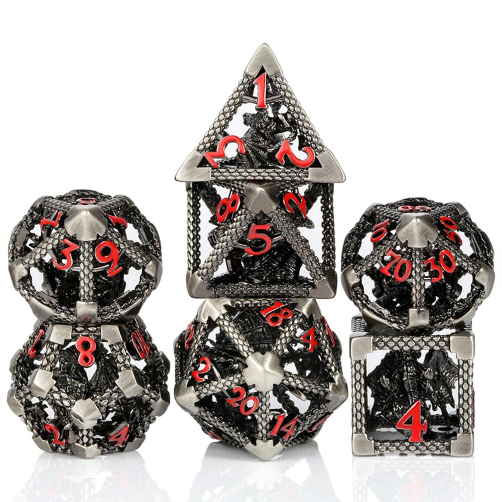 Dice Habit Dice Habit Hollow Dragon Cage Gunmetal Polyhedral 7 die set