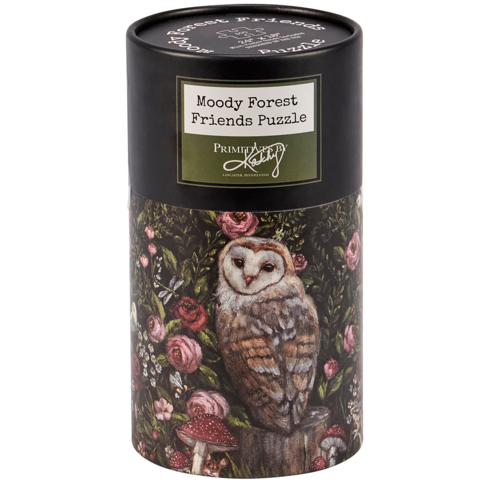 Primitives by Kathy 500 pc Puzzle Moody Forest Woodland Friends