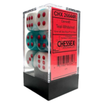 Chessex Chessex Gemini White / Teal with Red 16 mm d6 12 die set