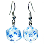 Chessex Hook Earrings mini d20 Borealis Icicle