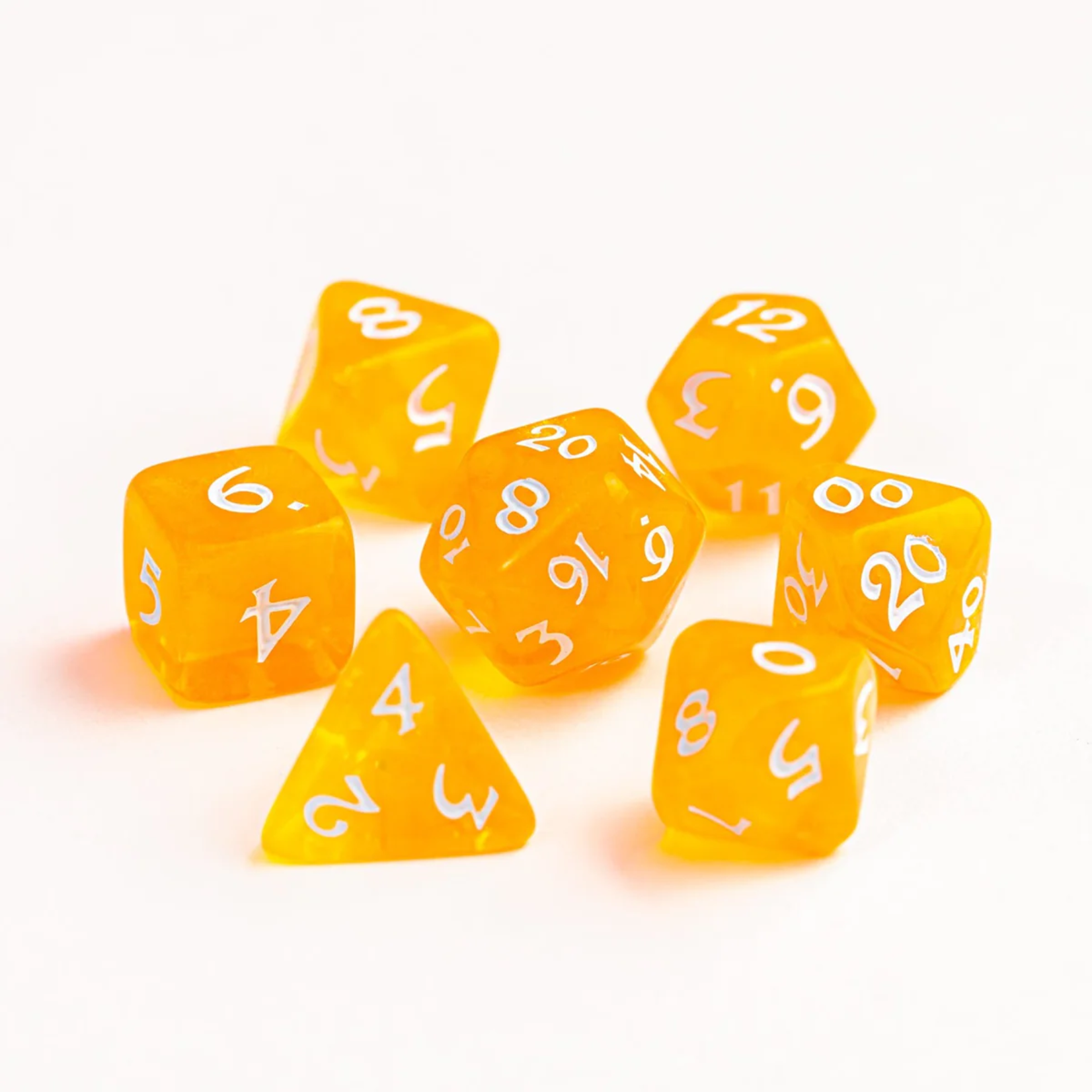 Die Hard Dice Die Hard RPG Set Elessia Cosmos Solaris Orange w/ White Polyhedral 7 die set