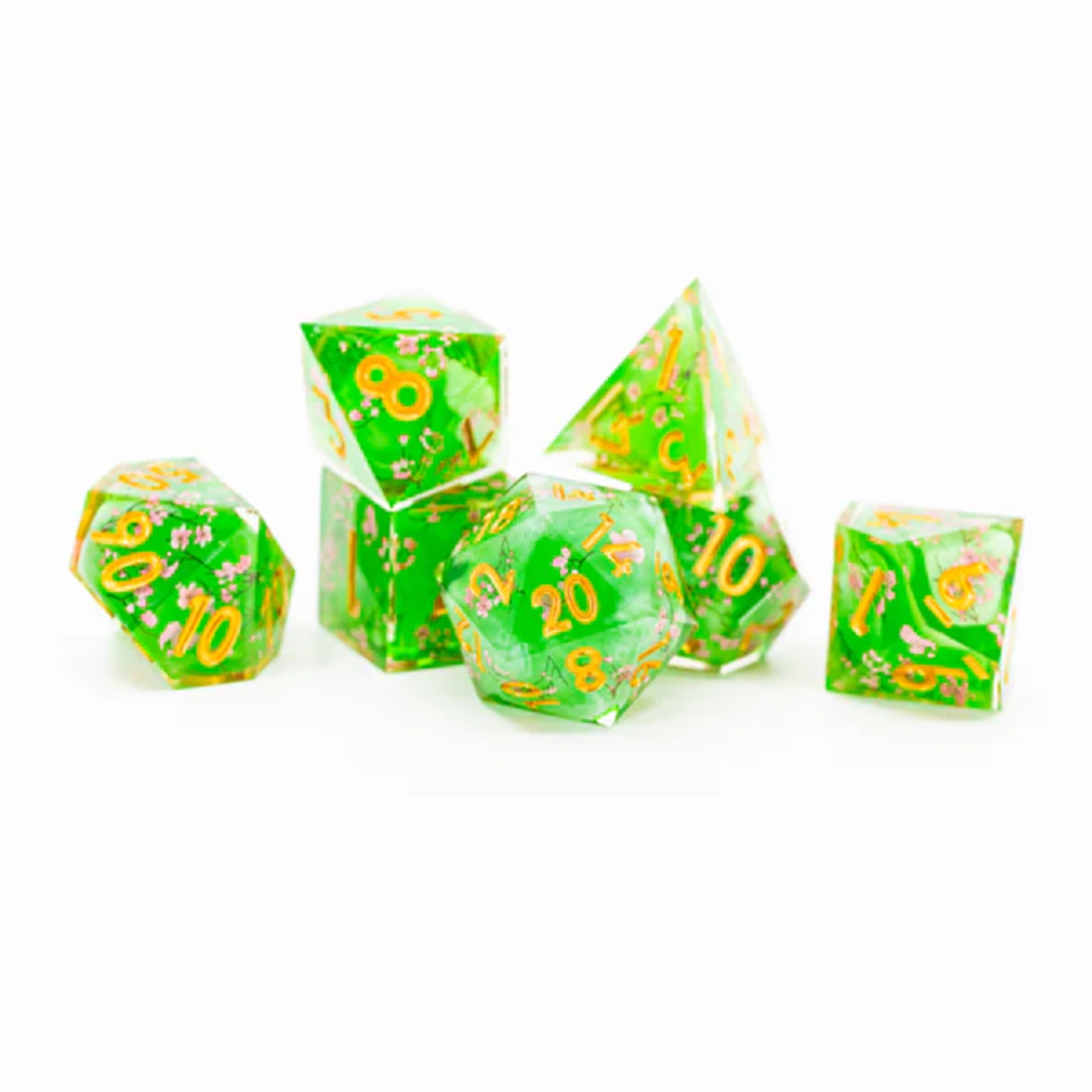 Ember Glow Ember Glow Double Cast Sharp Edge Dryad's Dream Polyhedral 7 die set